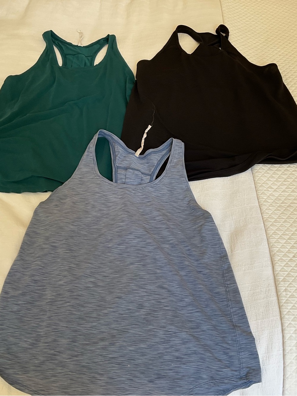 lululemon athletica Racerback Tank Trio — Teal, Black, Heather Blue
